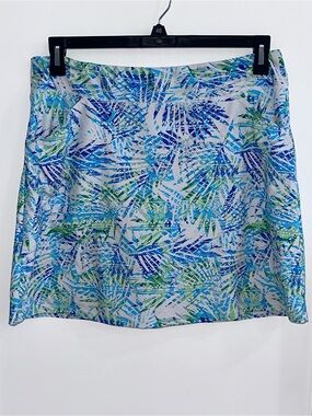 Southwind Apparel Tropical Palm Leaf Fairway Skort Large Made in USA Blue Green